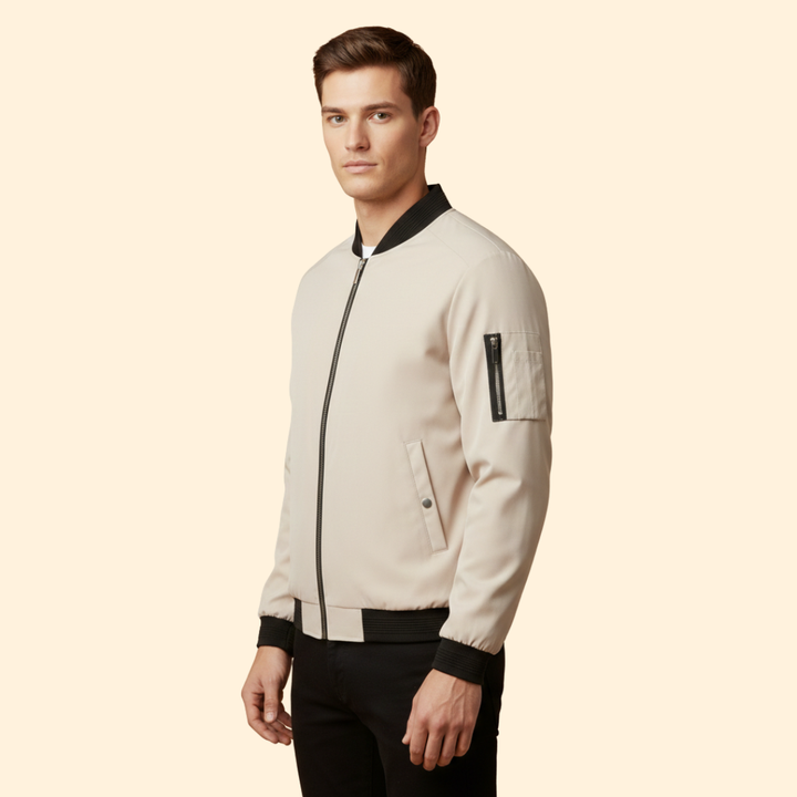 Men’s Classic Bomber Jacket with Front Zip Closure