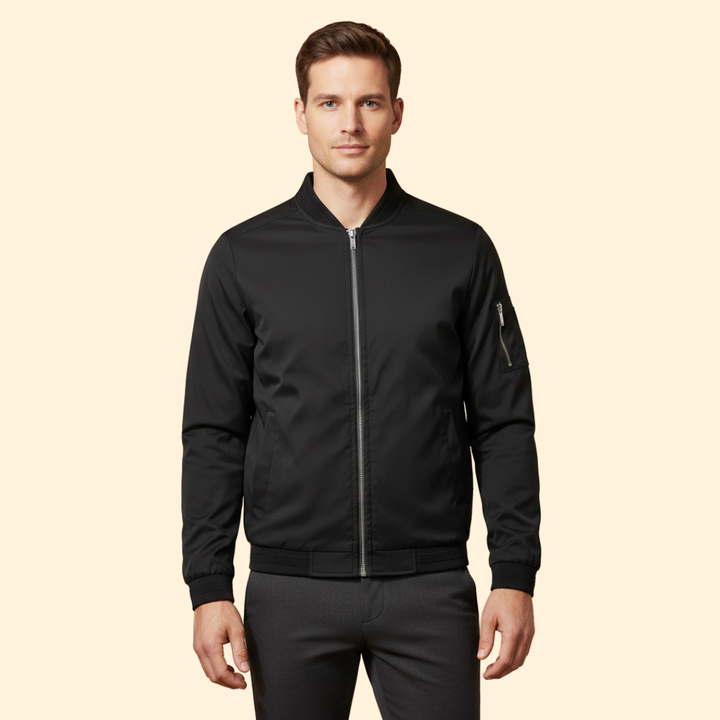 Men’s Classic Bomber Jacket with Front Zip Closure