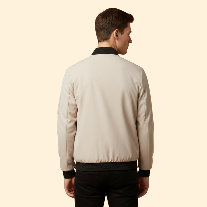 Men’s Classic Bomber Jacket with Front Zip Closure