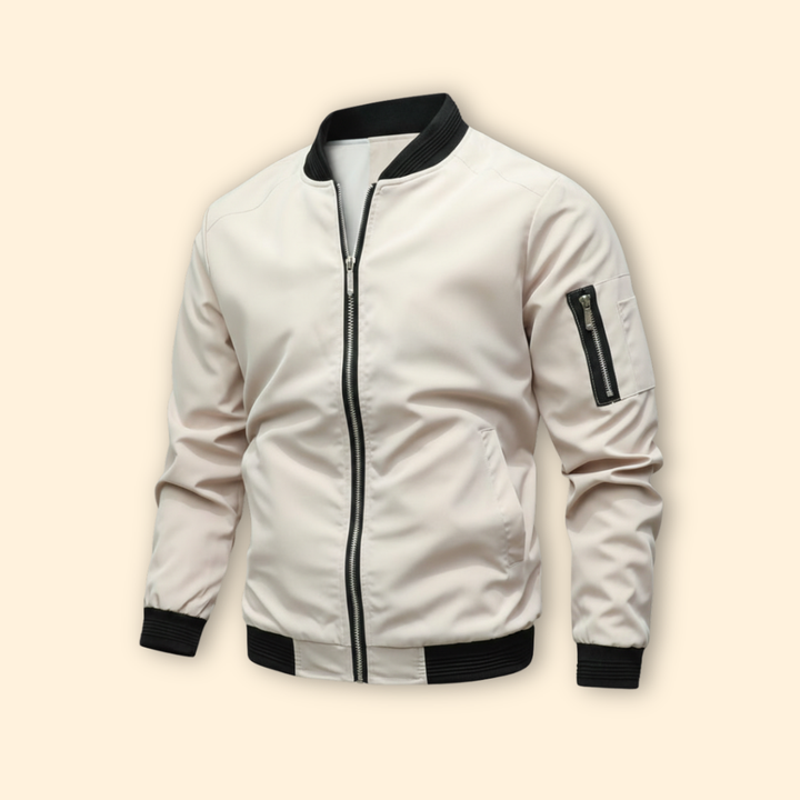 Men’s Classic Bomber Jacket with Front Zip Closure