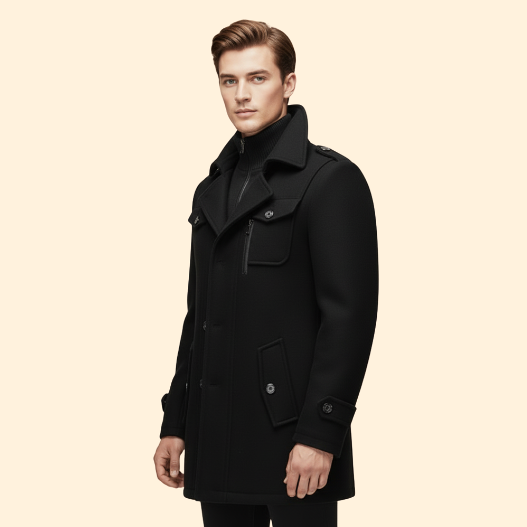 Men’s Coat with Front Button Closure