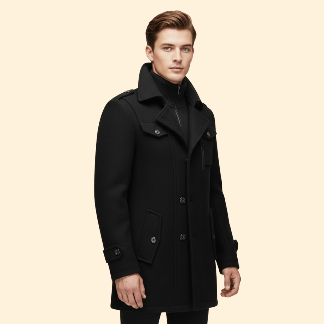 Men’s Coat with Front Button Closure