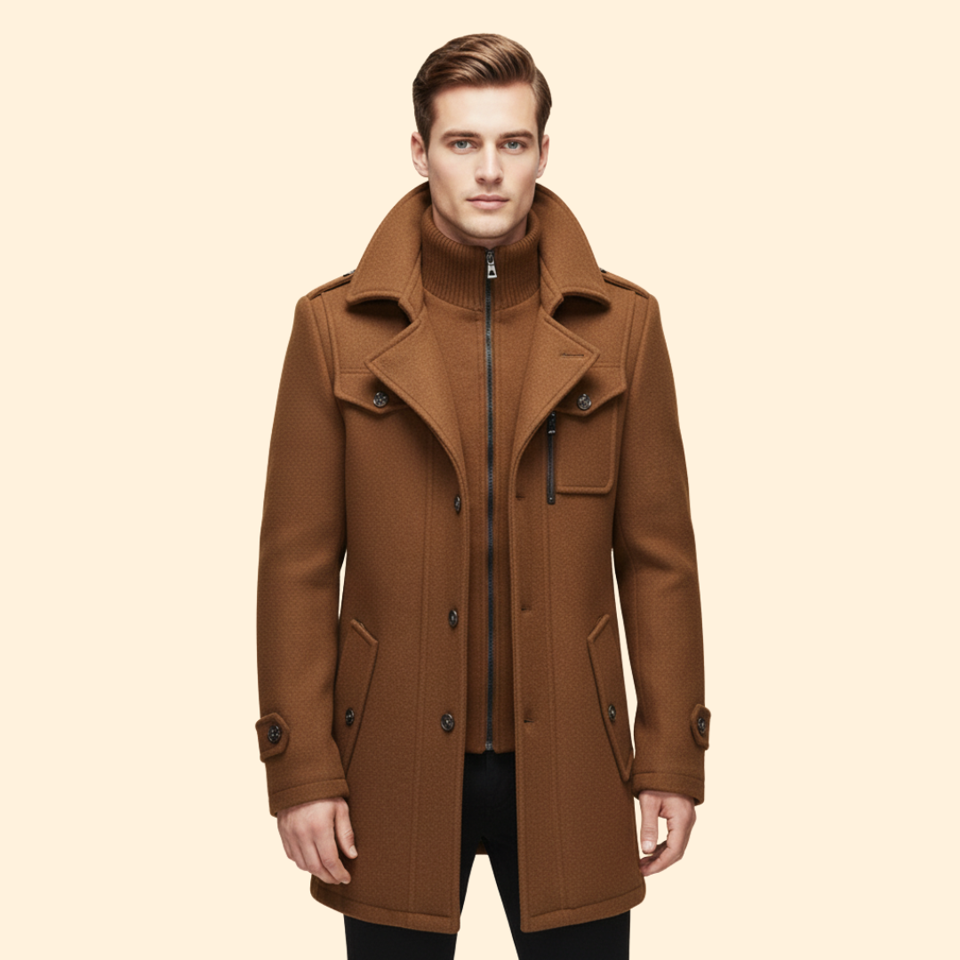 Men’s Coat with Front Button Closure
