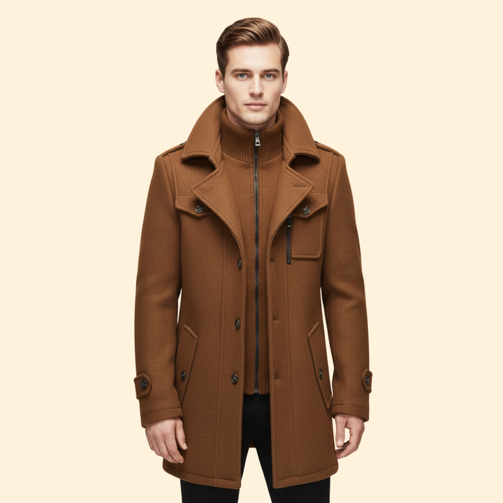 Men’s Coat with Front Button Closure