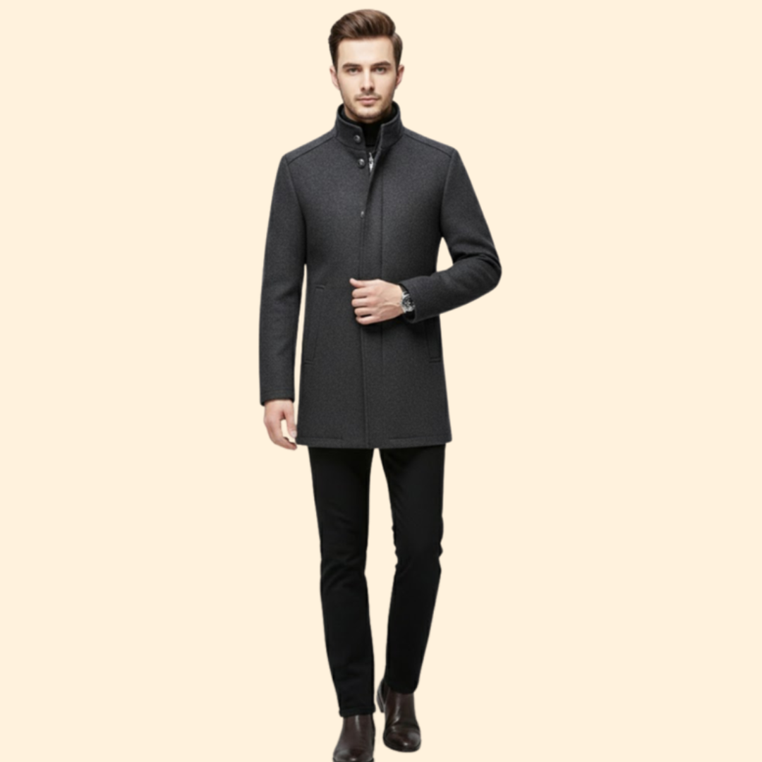 Men’s Coat with Stand-Up Collar