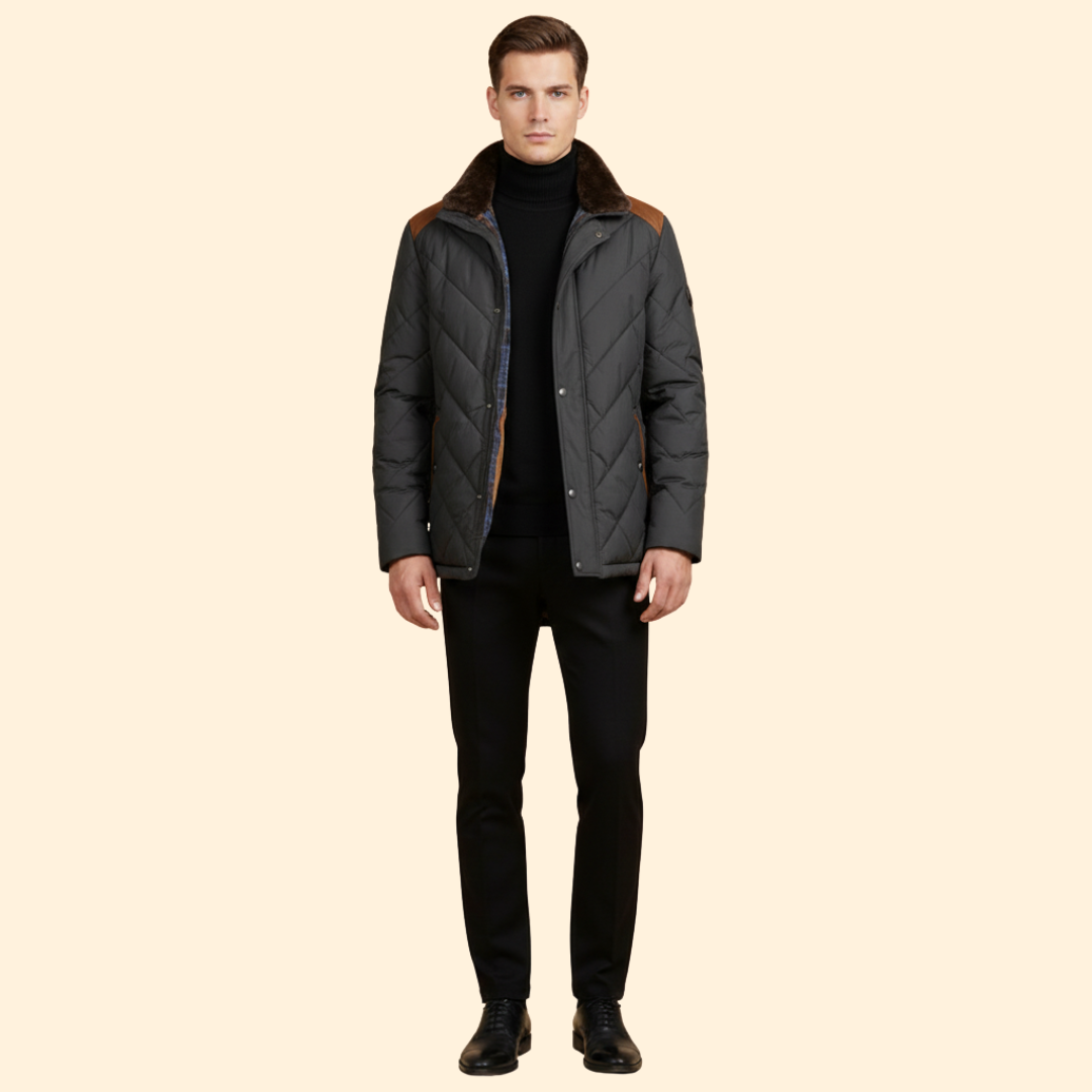 Men’s Jacket with Quilted Panel Design
