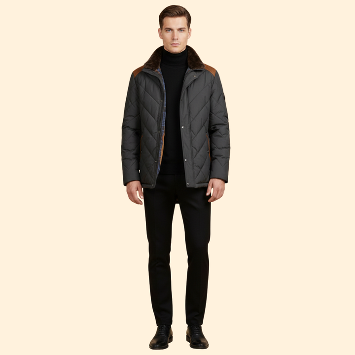 Men’s Jacket with Quilted Panel Design