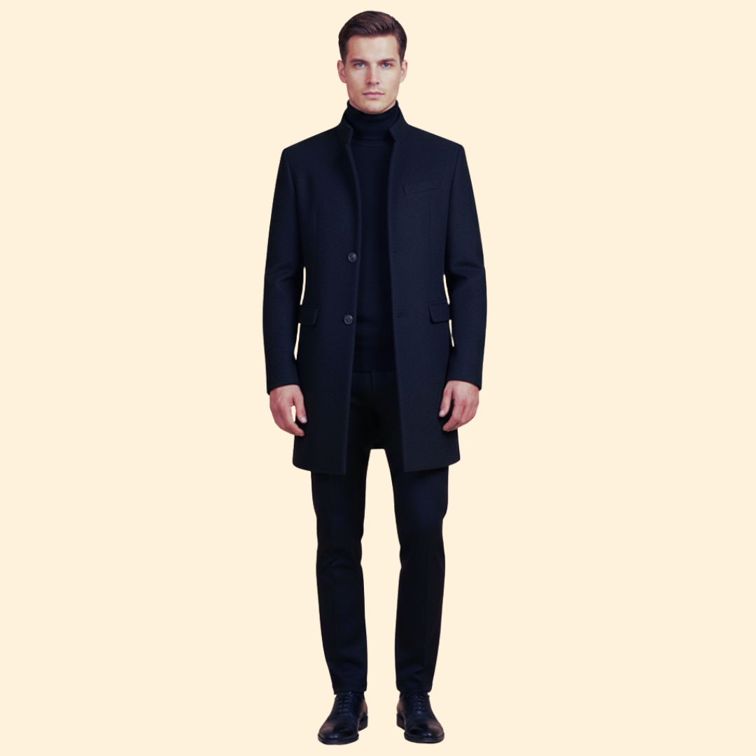 Men’s Coat with Stand Collar Design