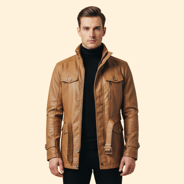Men’s Coat with Belted Waist Detail