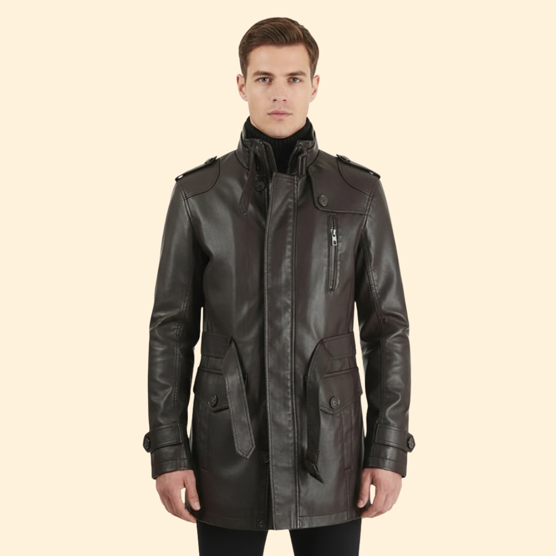 Men’s Coat with Belted Waist Detail