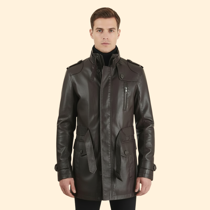 Men’s Coat with Belted Waist Detail