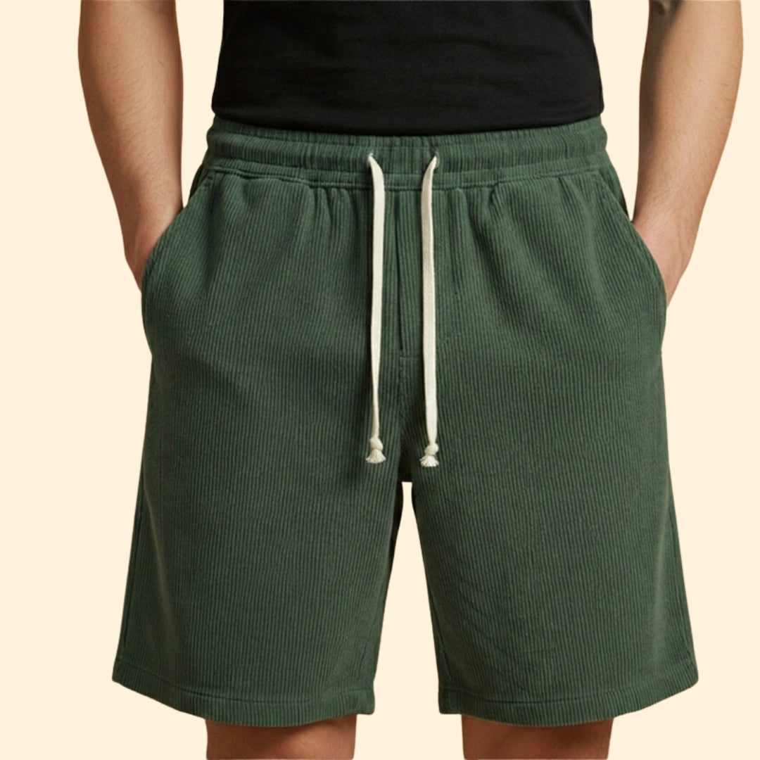 Men's Corduroy Shorts with Drawstring Waistband