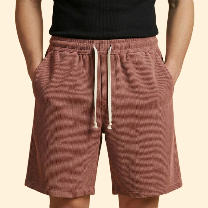 Men's Corduroy Shorts with Drawstring Waistband