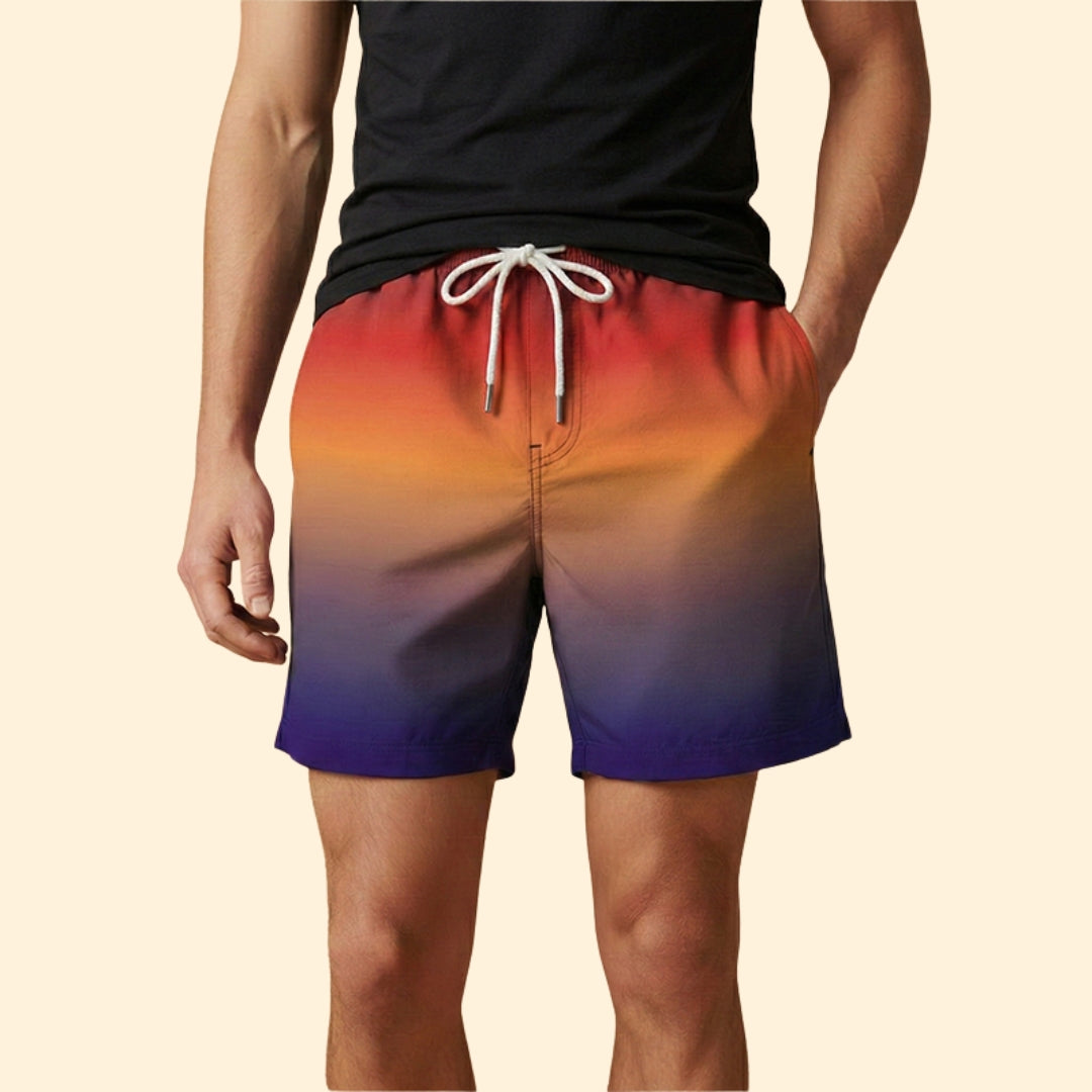 Men's Gradient Shorts with Drawstring Waistband