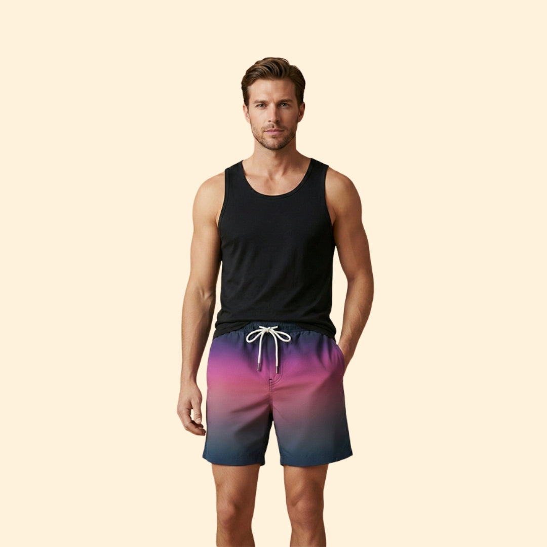 Men's Gradient Shorts with Drawstring Waistband