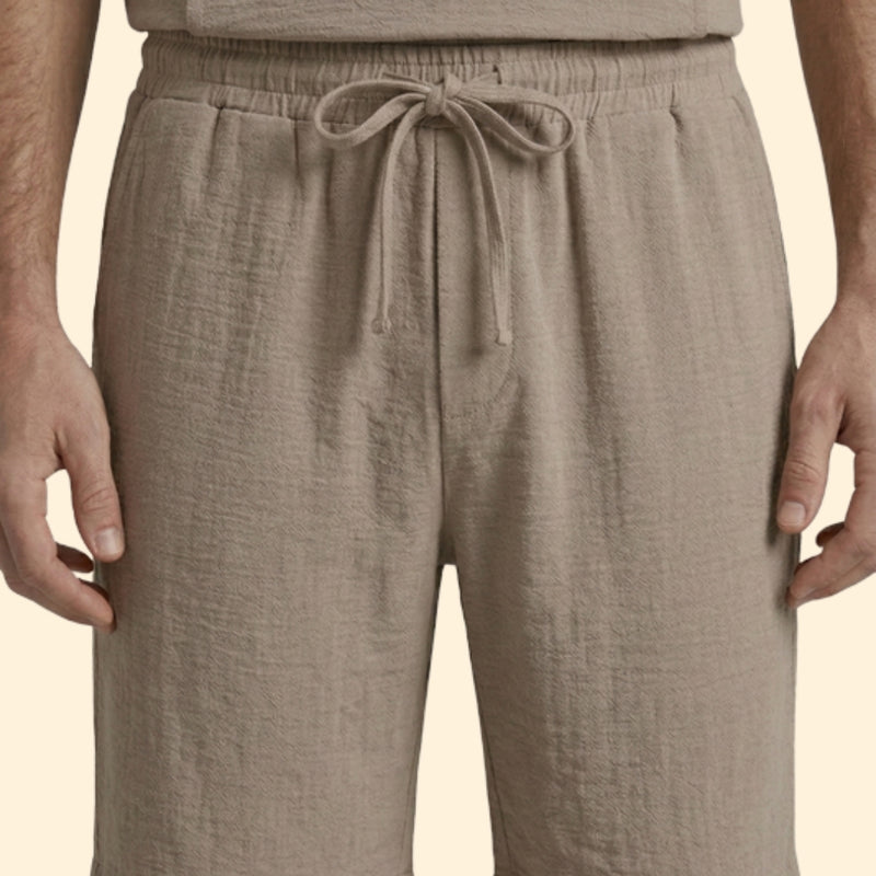 Men’s Henley Shirt and Drawstring Shorts Set