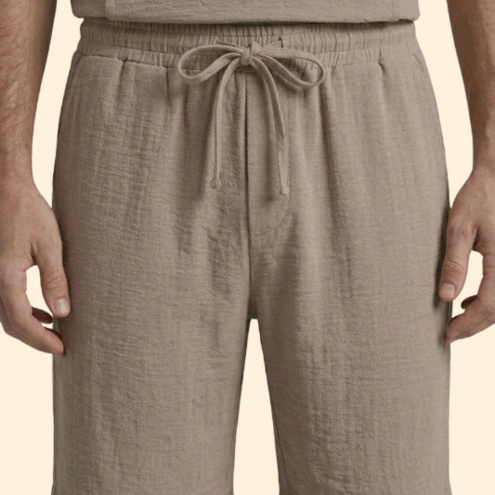 Men’s Henley Shirt and Drawstring Shorts Set