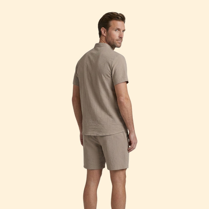 Men’s Henley Shirt and Drawstring Shorts Set