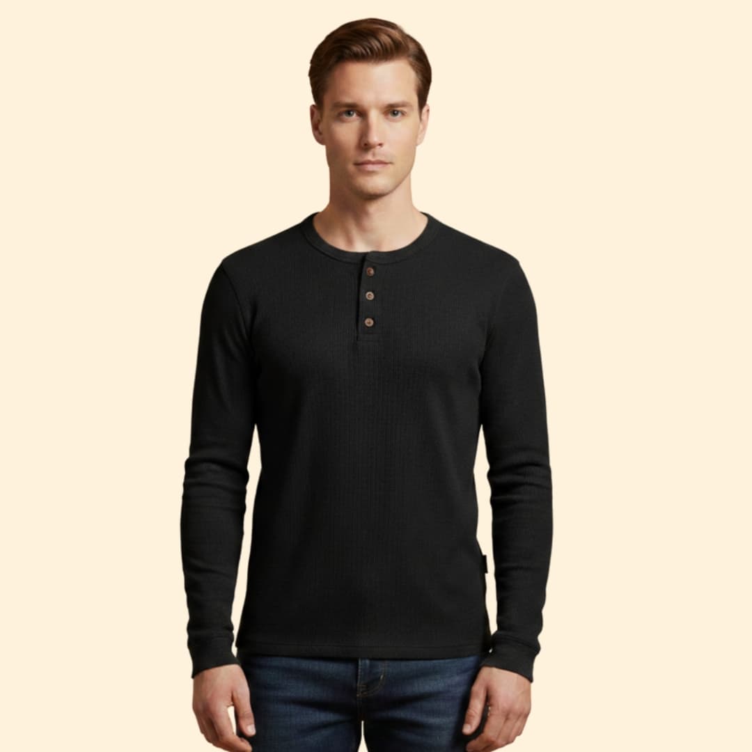 Men’s Henley T-shirt Button Placket