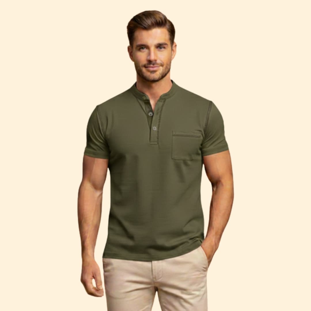 Men’s Henley T-shirt Chest Pocket