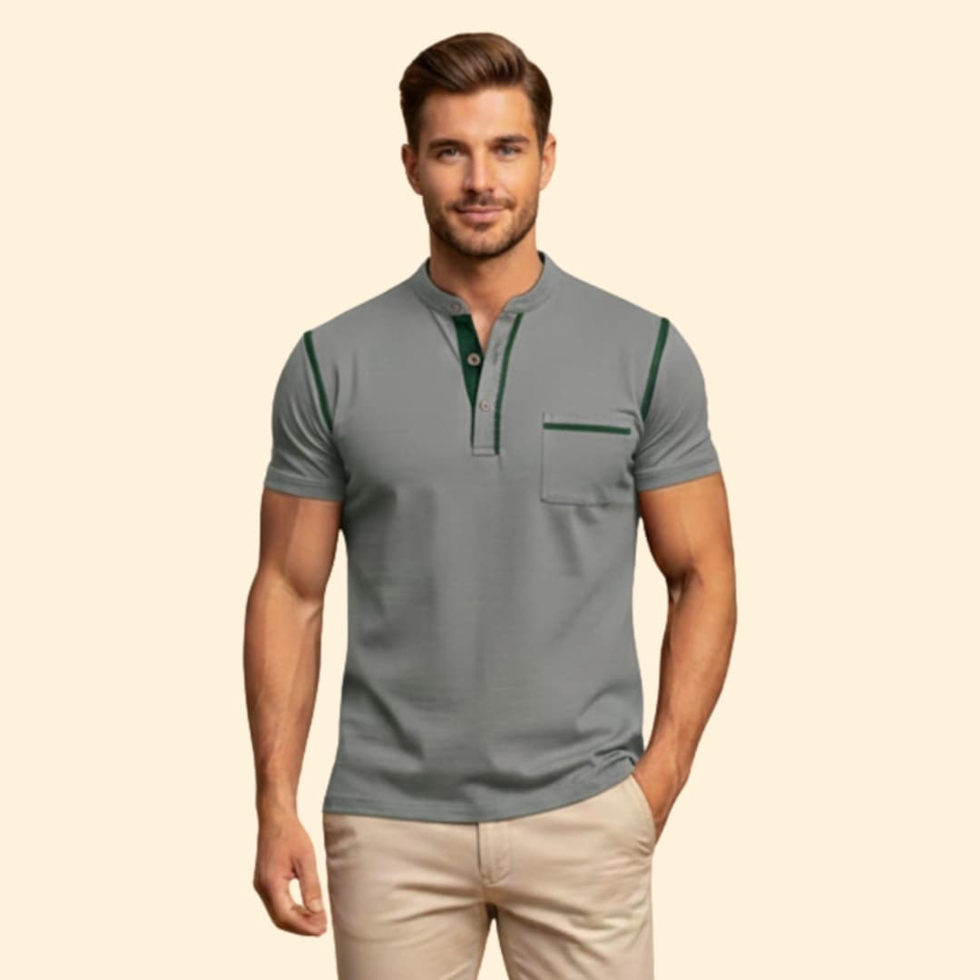 Men’s Henley T-shirt Chest Pocket