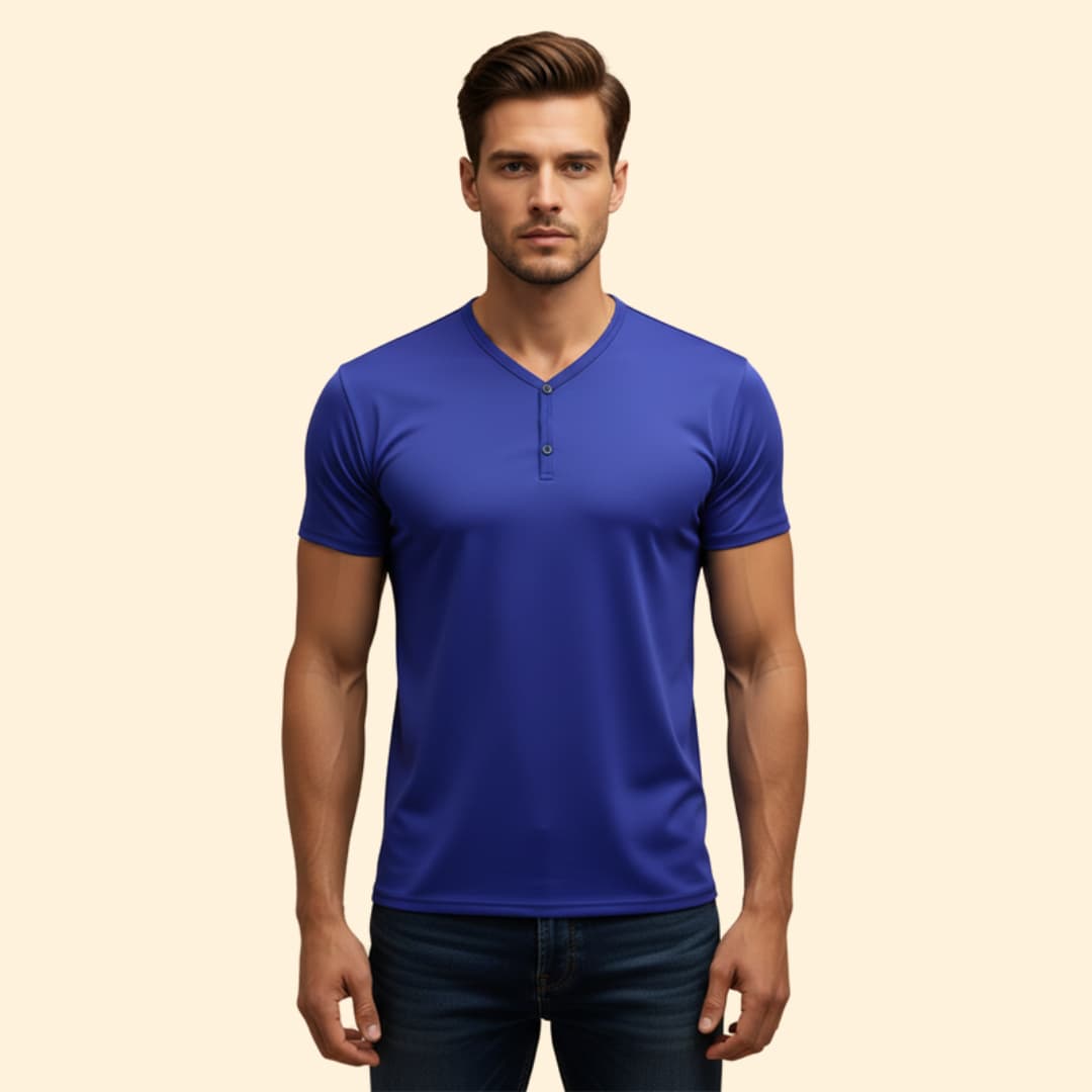 Men’s Henley T-shirt with V-neck Design