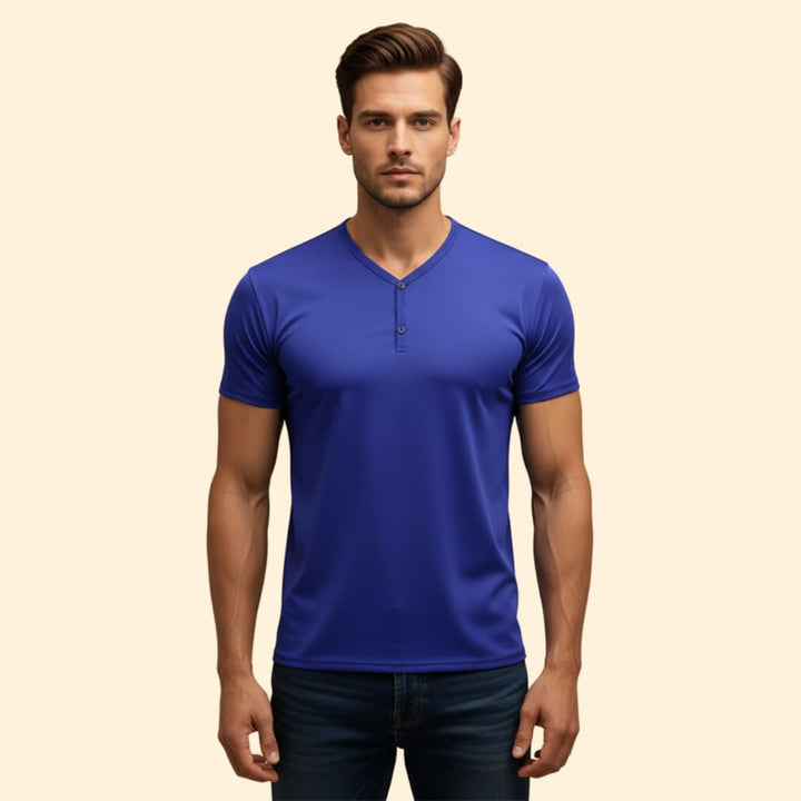 Men’s Henley T-shirt with V-neck Design