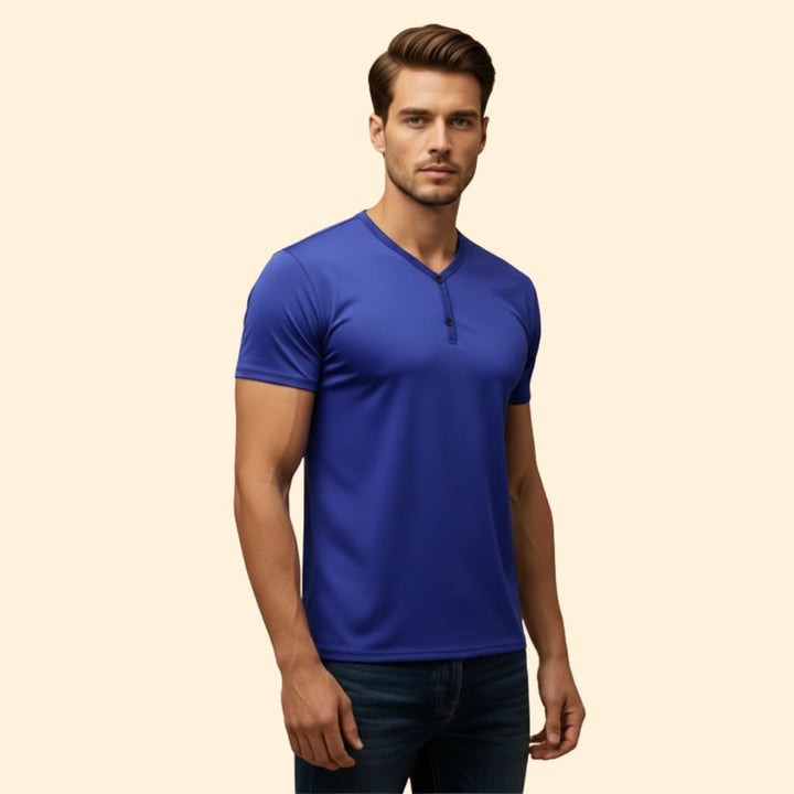Men’s Henley T-shirt with V-neck Design
