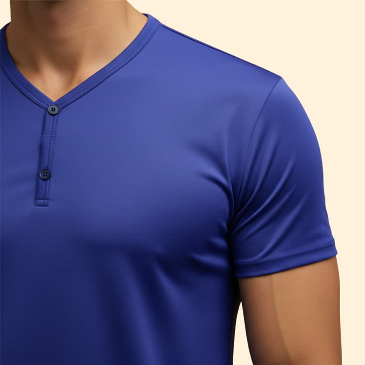 Men’s Henley T-shirt with V-neck Design