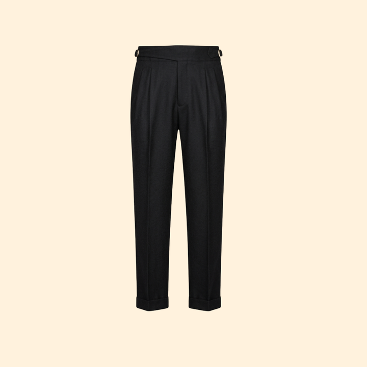 Men’s High-Waisted Trousers with Adjustable Buckle
