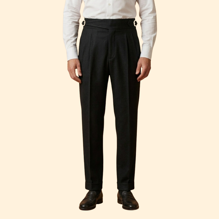 Men’s High-Waisted Trousers with Adjustable Buckle