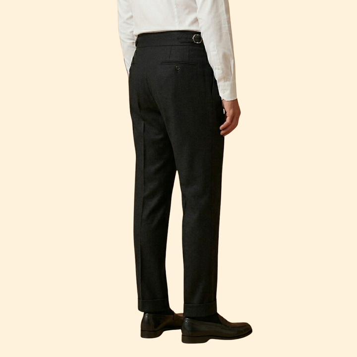 Men’s High-Waisted Trousers with Adjustable Buckle