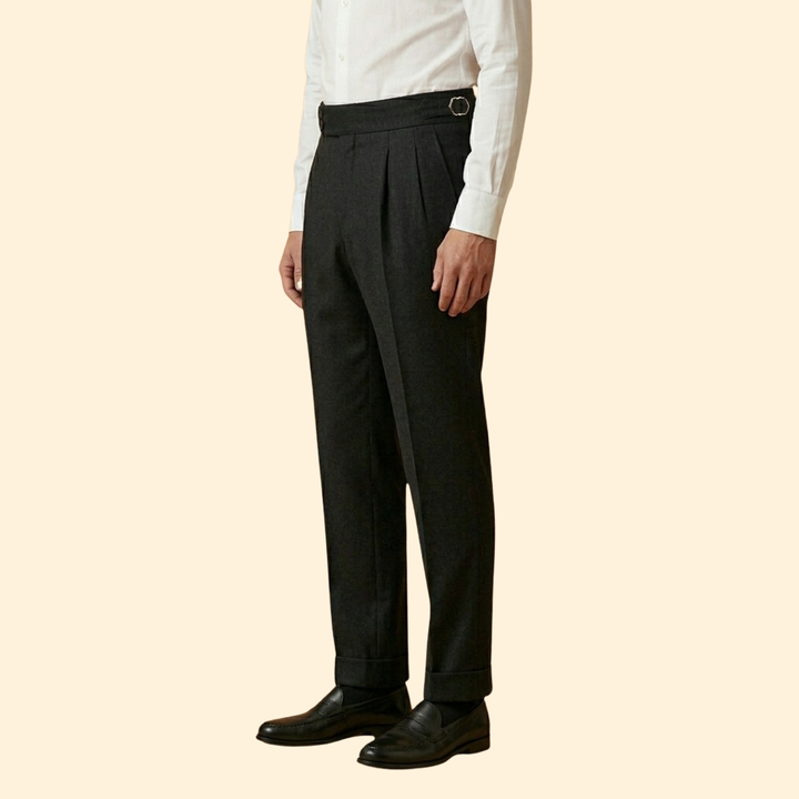 Men’s High-Waisted Trousers with Adjustable Buckle