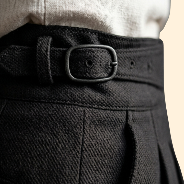 Men’s High-Waisted Trousers with Adjustable Buckle