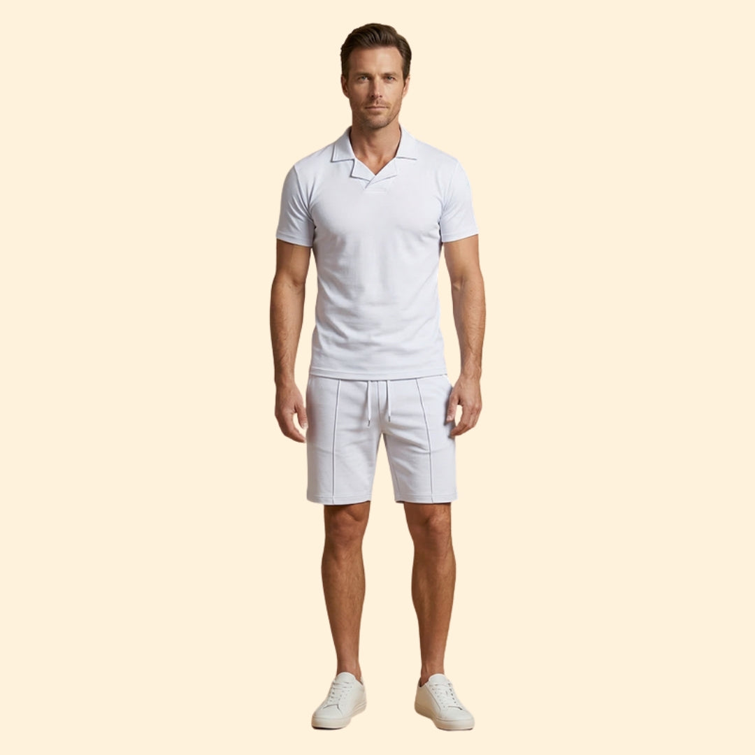 Men’s High Collar Shirt with Pull-On Shorts
