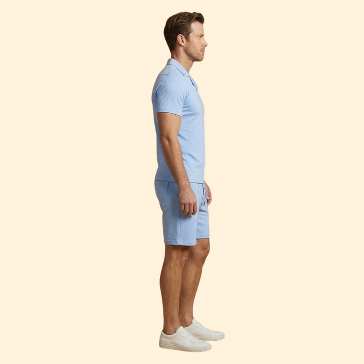 Men’s High Collar Shirt with Pull-On Shorts