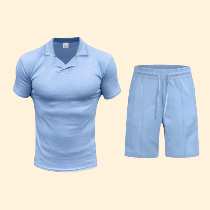 Men’s High Collar Shirt with Pull-On Shorts