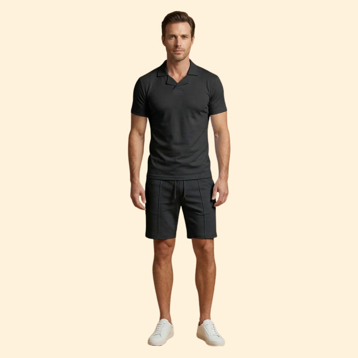 Men’s High Collar Shirt with Pull-On Shorts