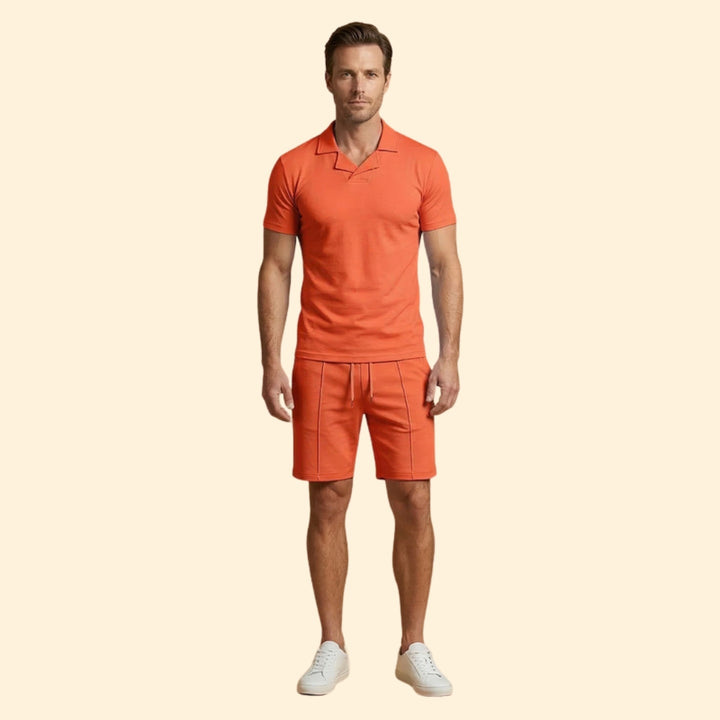 Men’s High Collar Shirt with Pull-On Shorts