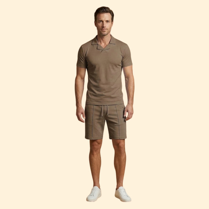 Men’s High Collar Shirt with Pull-On Shorts