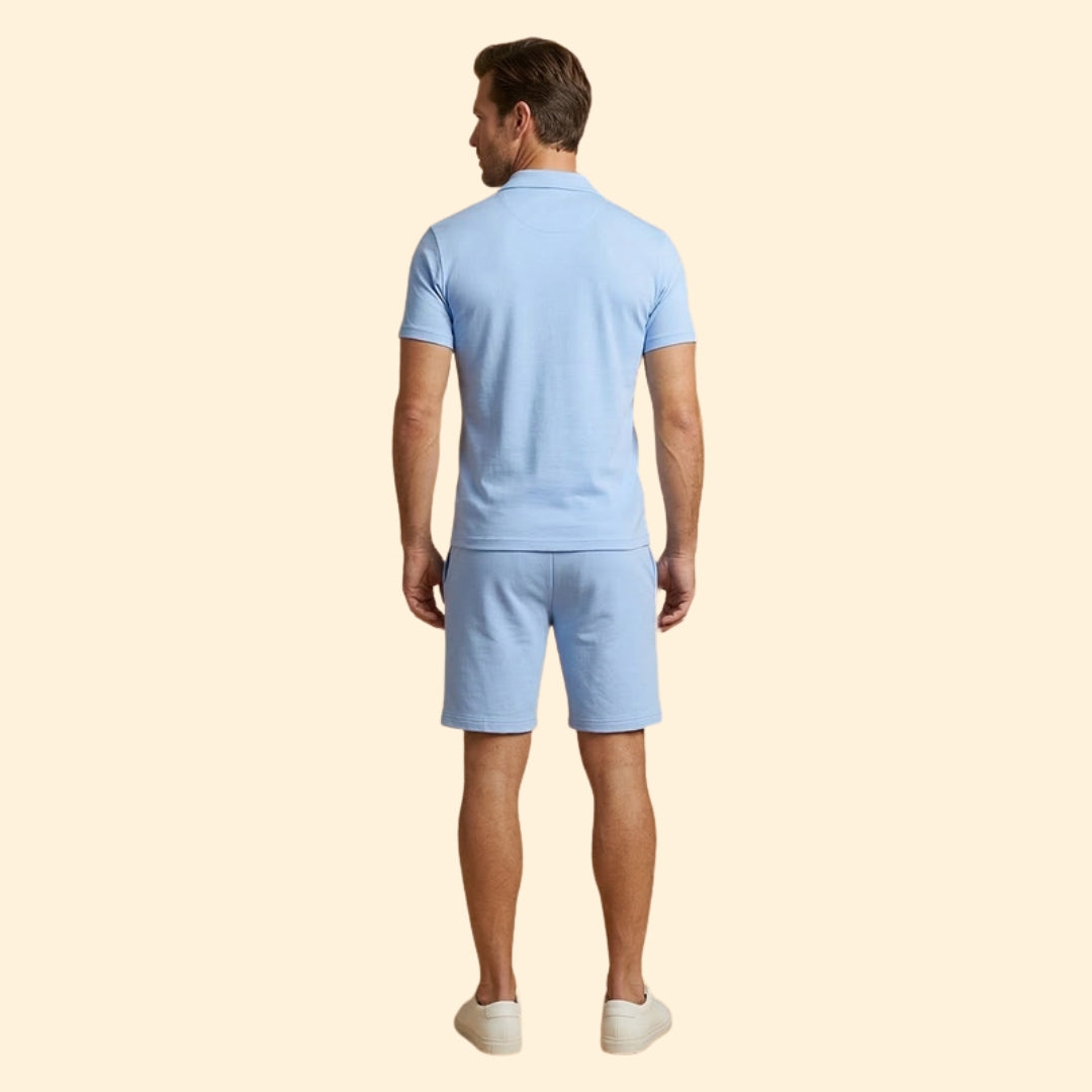 Men’s High Collar Shirt with Pull-On Shorts