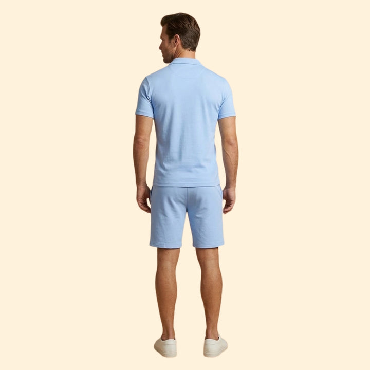 Men’s High Collar Shirt with Pull-On Shorts