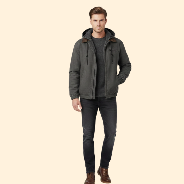 Men’s Hooded Jacket with Zipper Closure