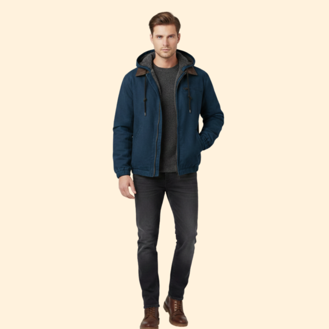 Men’s Hooded Jacket with Zipper Closure
