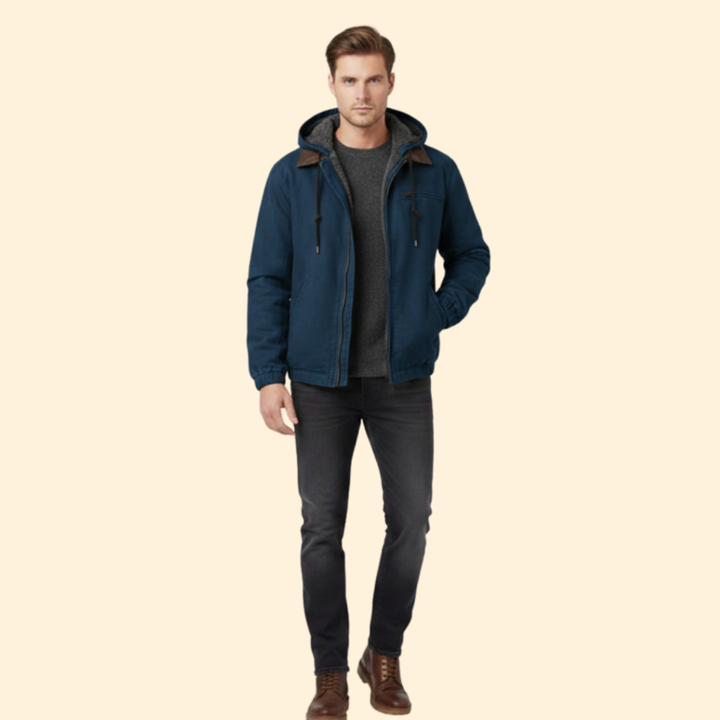 Men’s Hooded Jacket with Zipper Closure