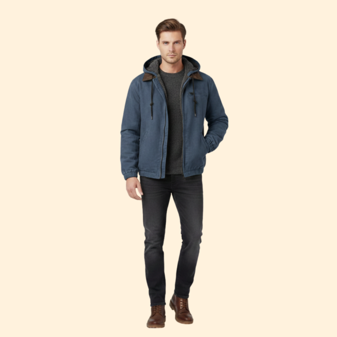 Men’s Hooded Jacket with Zipper Closure