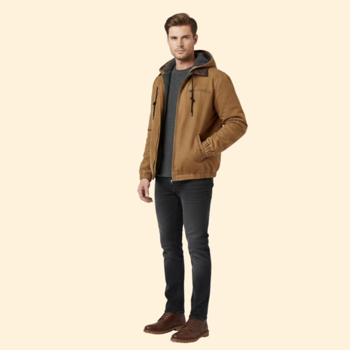 Men’s Hooded Jacket with Zipper Closure