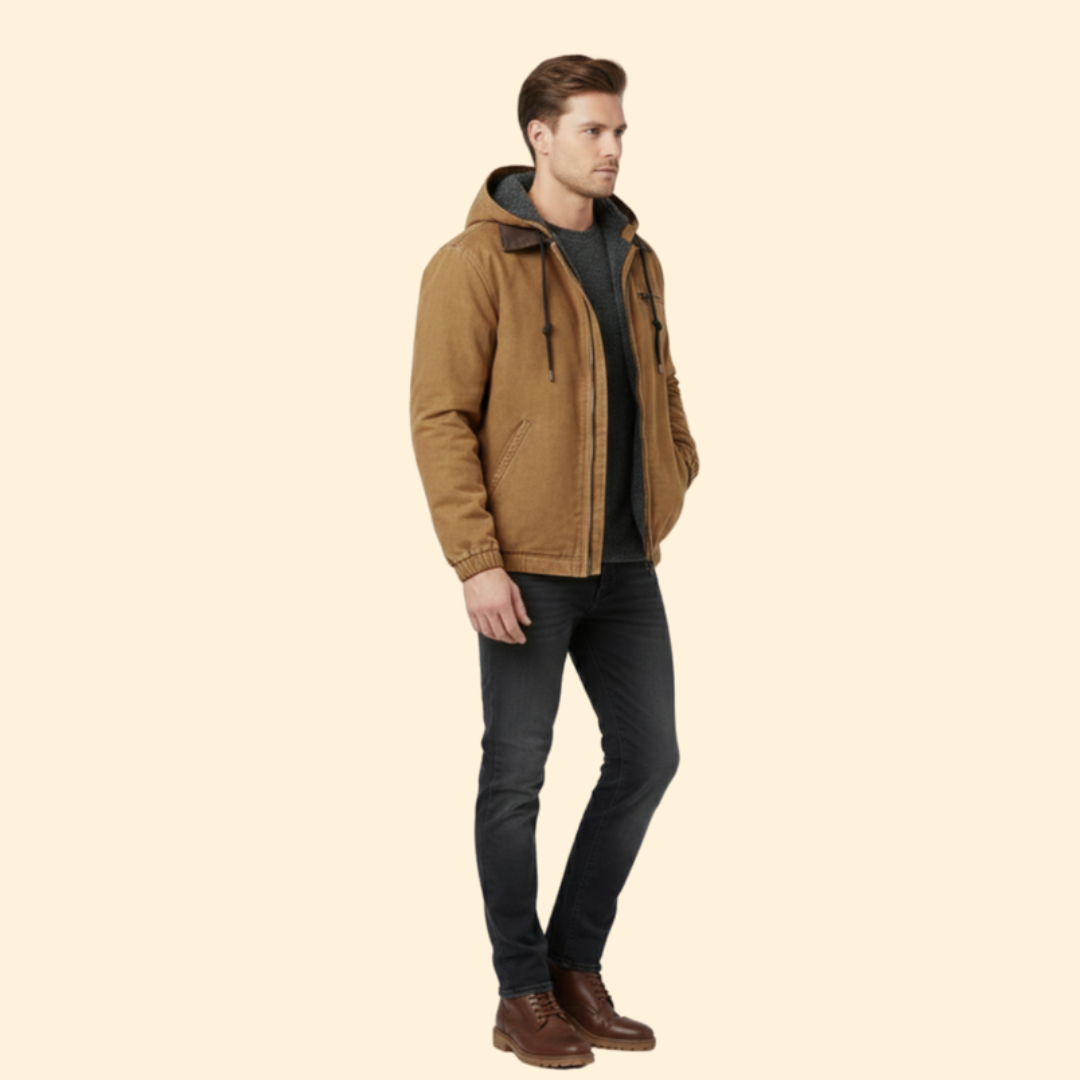 Men’s Hooded Jacket with Zipper Closure