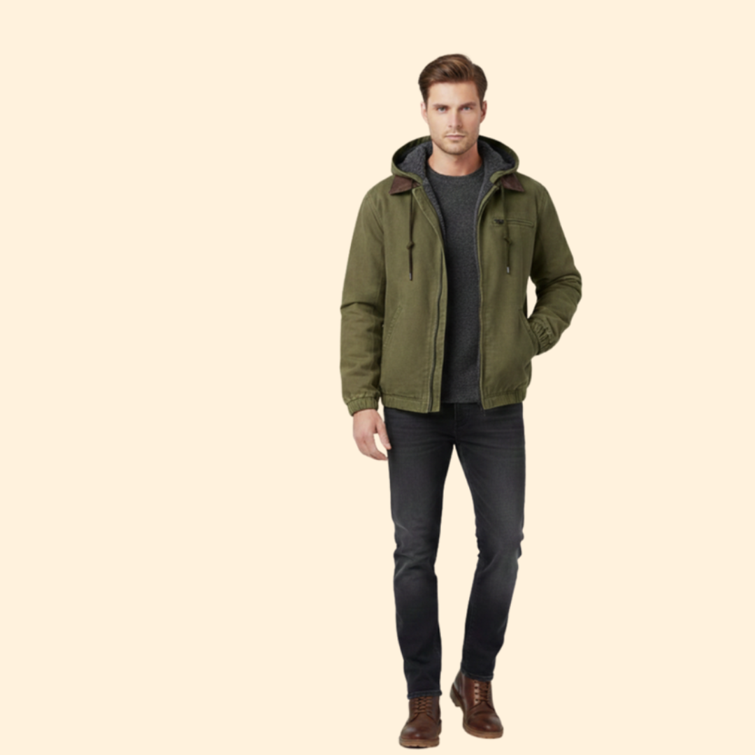 Men’s Hooded Jacket with Zipper Closure