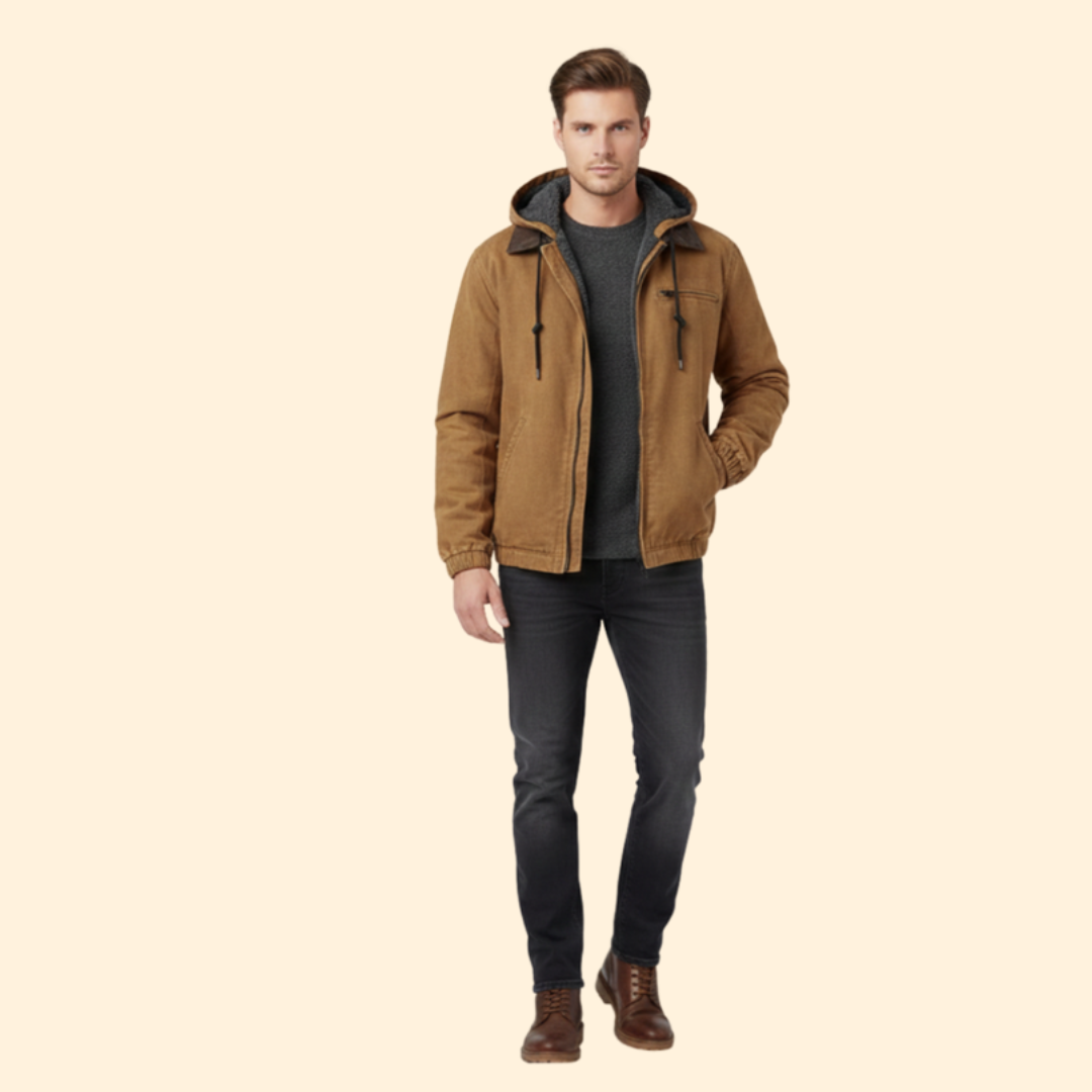 Men’s Hooded Jacket with Zipper Closure